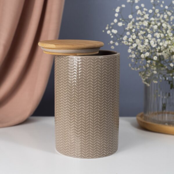 POTE ZIG ZAG DOLOMITA COM TAMPA DE BAMBU GRANDE 1,5L - OIKOS FENDI - AQUI VC DECORA