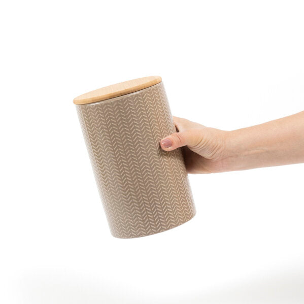 POTE ZIG ZAG DOLOMITA COM TAMPA DE BAMBU GRANDE 1,5L - OIKOS FENDI - AQUI VC DECORA