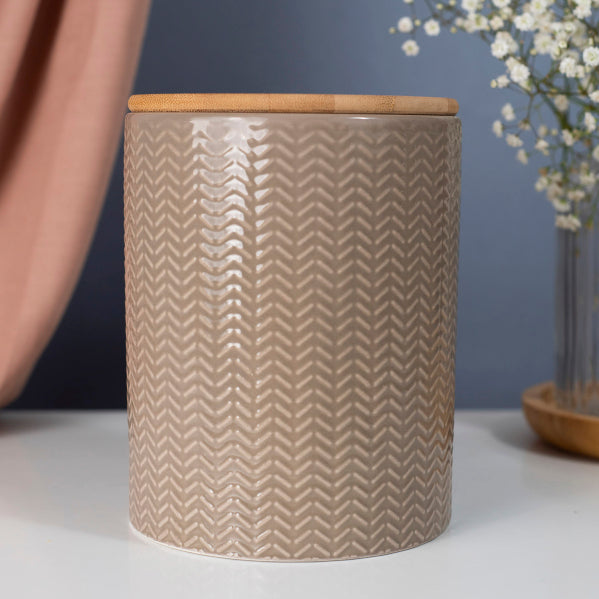 POTE ZIG ZAG DOLOMITA COM TAMPA DE BAMBU 1,2L - OIKOS FENDI - AQUI VC DECORA