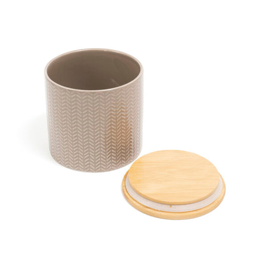 POTE ZIG ZAG DOLOMITA COM TAMPA DE BAMBU 0,9L - OIKOS FENDI - AQUI VC DECORA