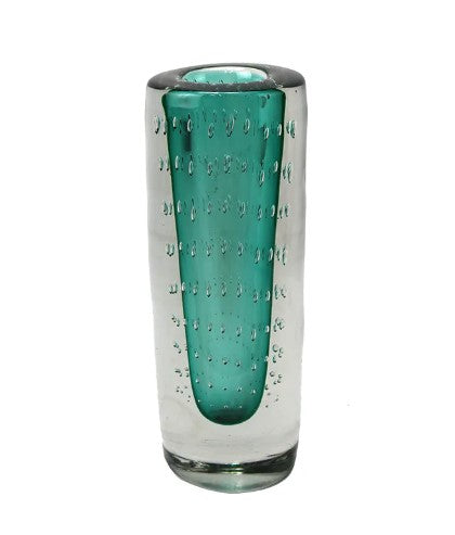 VASO DE VIDRO VERDE E TRANSPARENTE - AQUI VC DECORA
