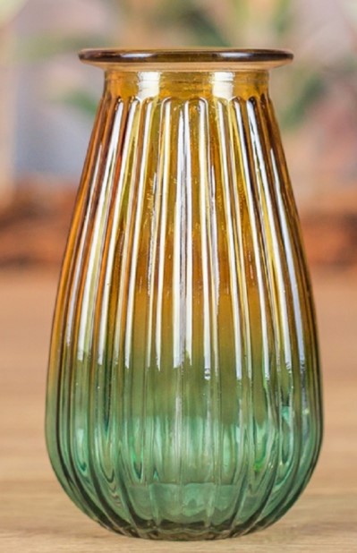VASO VIDRO MULTICOR FRISADO