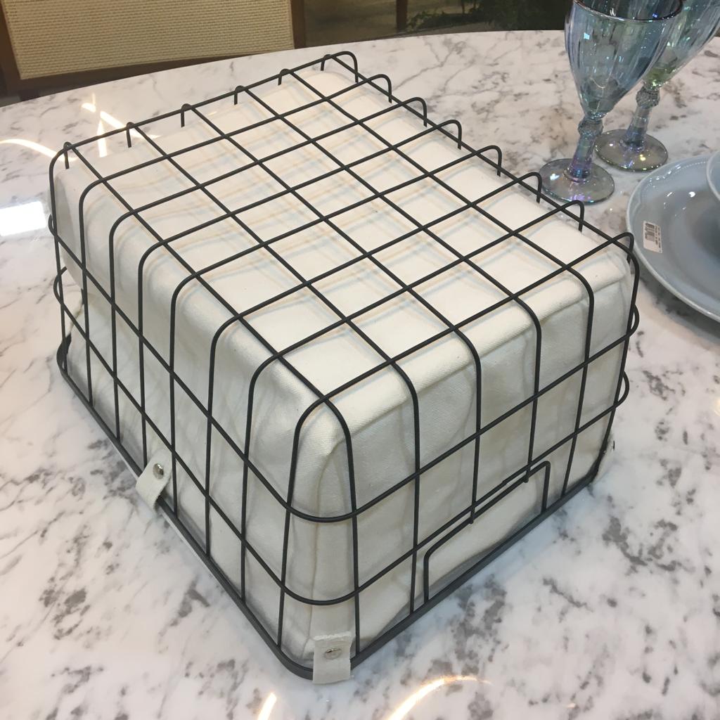 Cesto Organizador Metal Preto Forrado