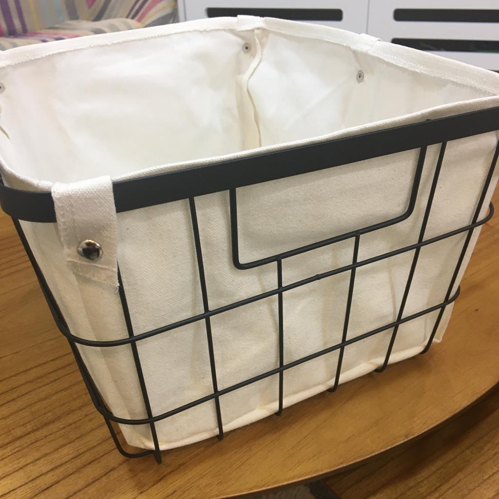 Cesto Organizador Metal Preto Forrado