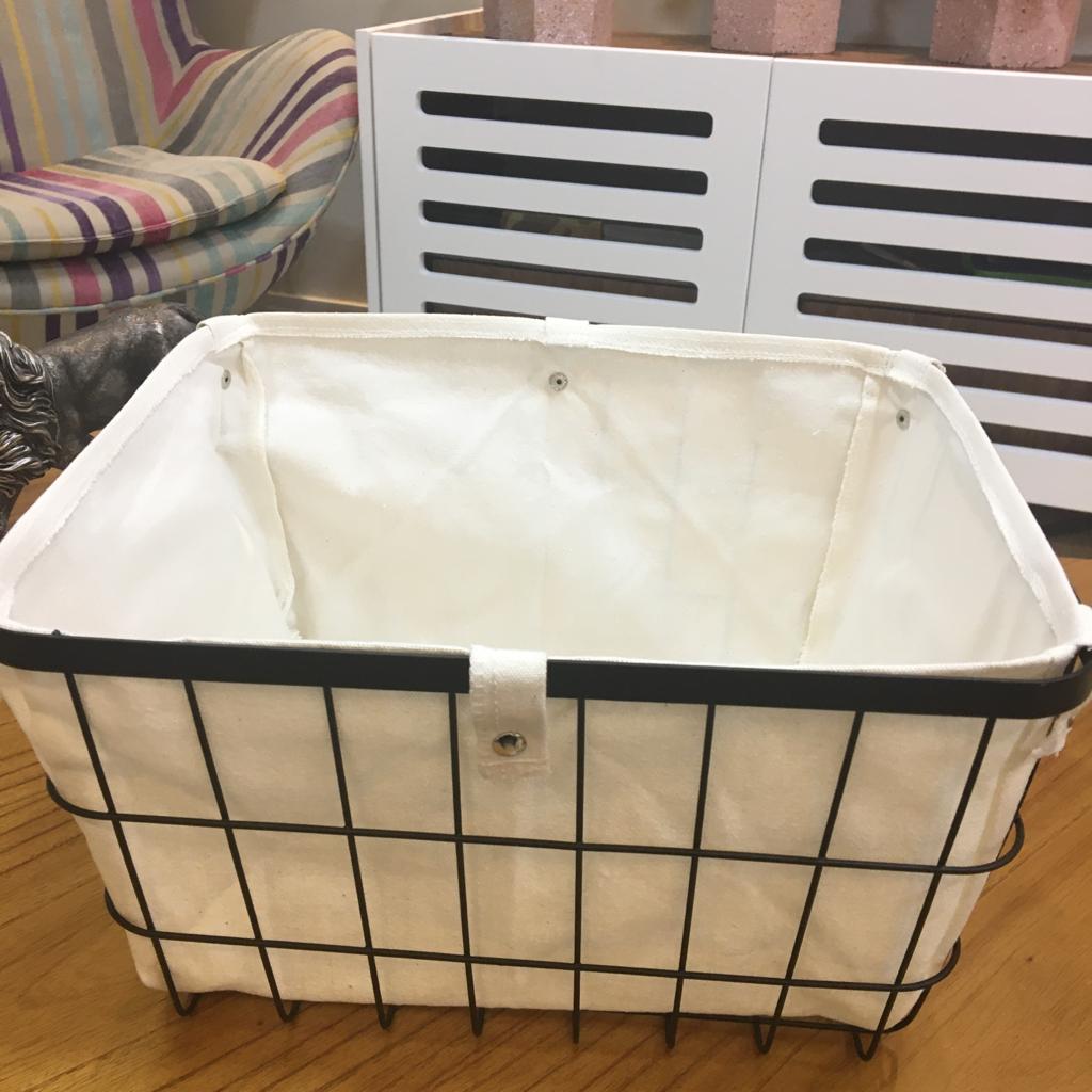 Cesto Organizador Metal Preto Forrado