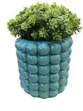 VASO CACHEPÔ BOLINHAS AZUL 15,4X13,5