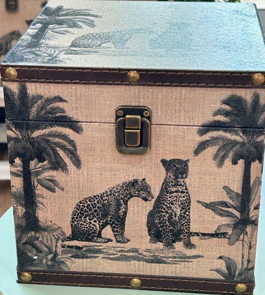 CAIXA QD MDF KANVAS DES ANIMAIS 16X16X16CM