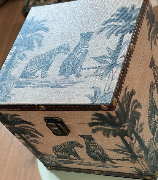 CAIXA QD MDF KANVAS DES ANIMAIS 24X24X24CM
