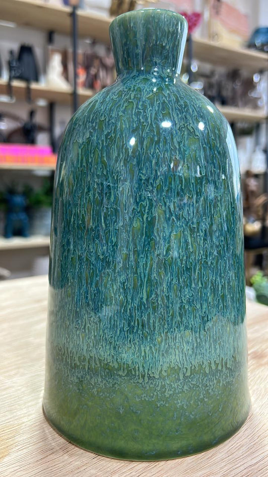 VASO CERÂMICA ESMALTADO JADE I - AQUI VC DECORA