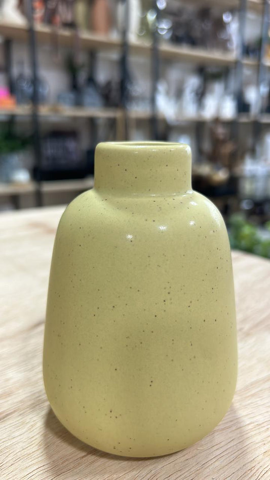 MINI VASO CERÂMICA AMARELO DL0091 - AQUI VC DECORA