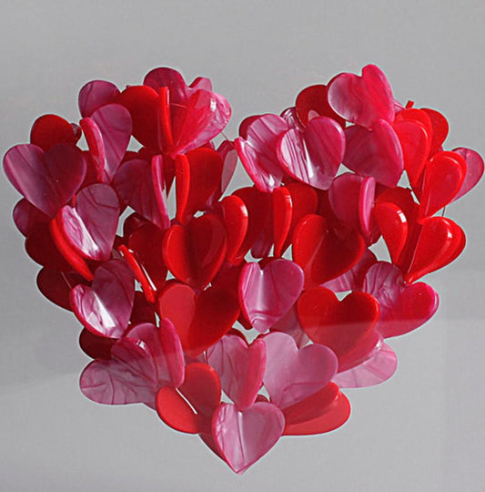 QUADRO ACRÍLICO CORAÇÕES ROSA E VERMELHO - AQUI VC DECORA