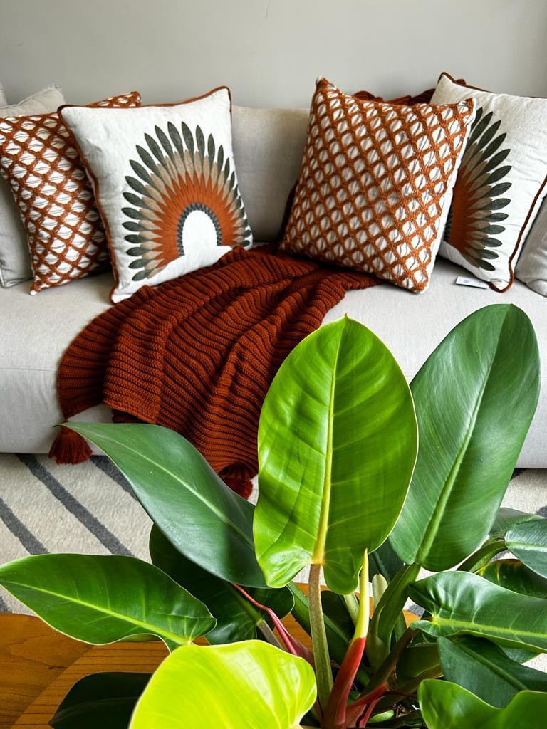 MANTA TRICO TRAMA LISTRAS 0,90X1,80 TERRACOTA