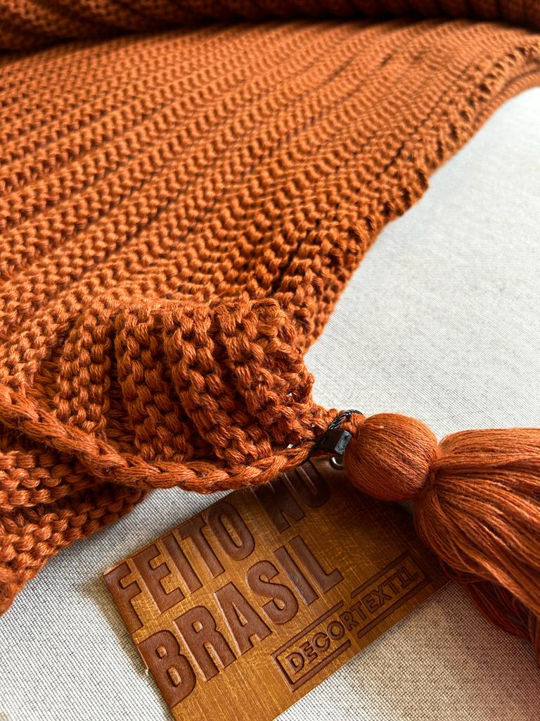 MANTA TRICO TRAMA LISTRAS 0,90X1,80 TERRACOTA
