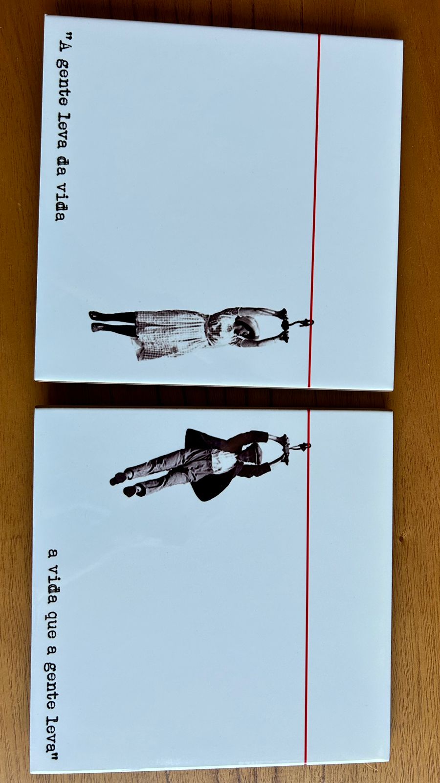 Cj. de 2 azulejos A gente leva da vida...