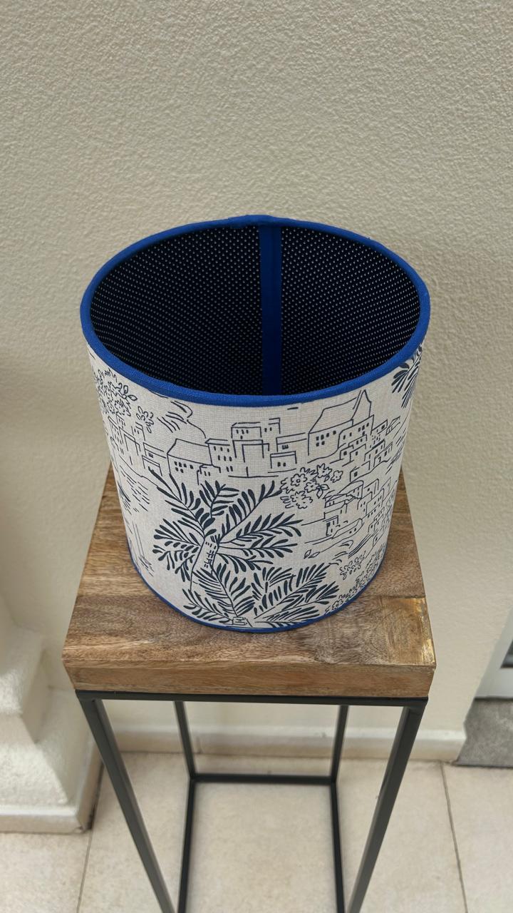 Cúpula de Abajur Costa Marítima Azul e Branco