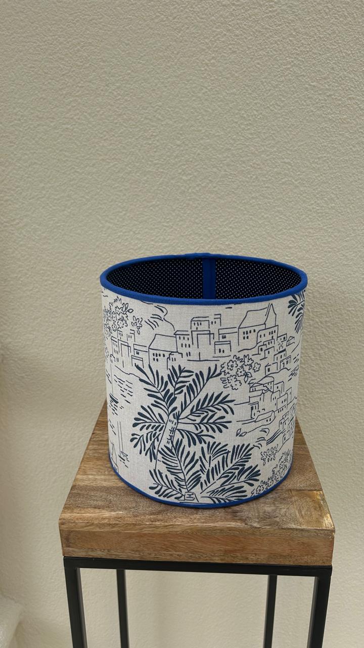 Cúpula de Abajur Costa Marítima Azul e Branco