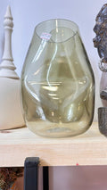 VASO DE VIDRO AMASSADO VERDE 24x10x14