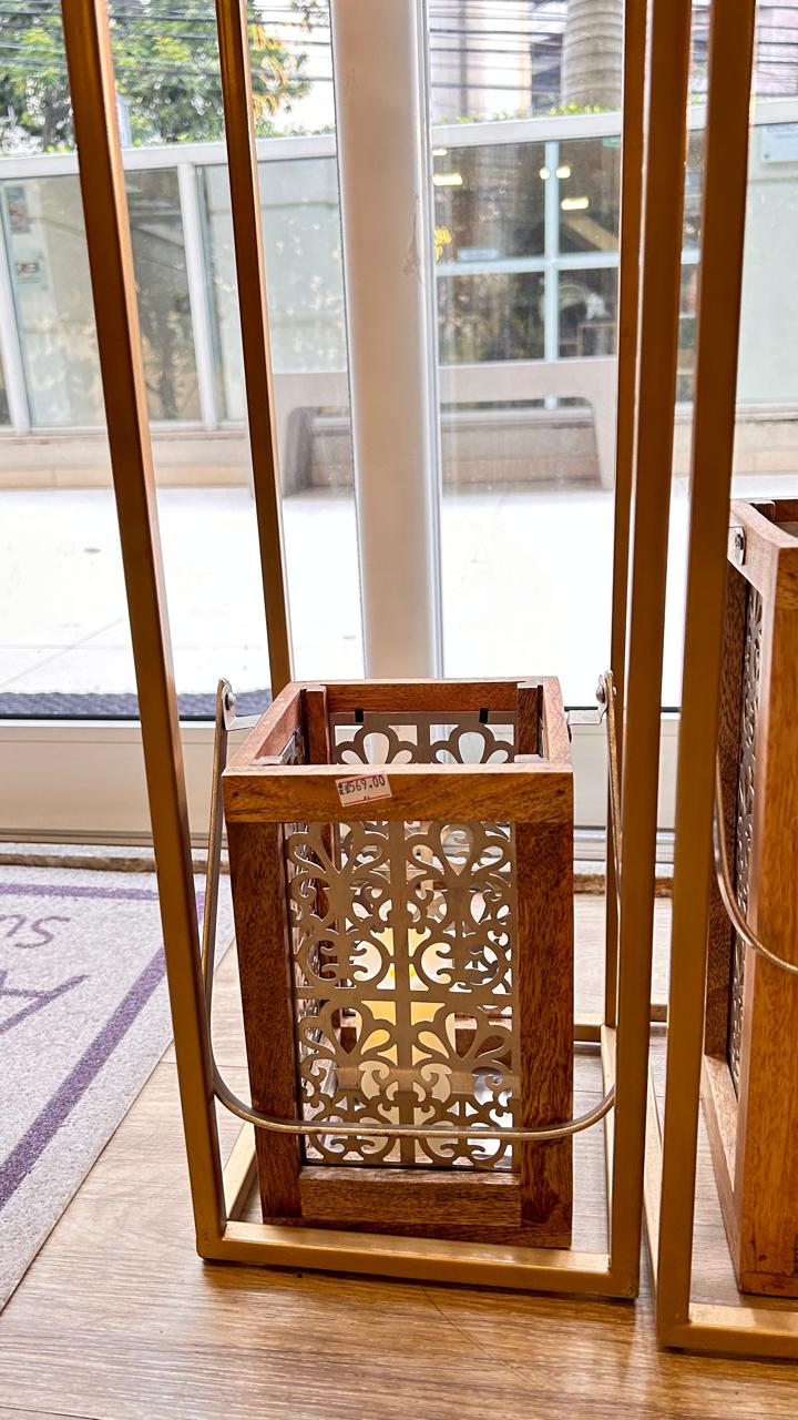 LANTERNA RETANGULAR EM MADEIRA SHORE M