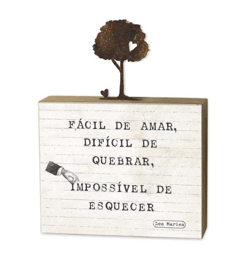 PLACA DECORATIVA CANELA "FÁCIL DE AMAR..."