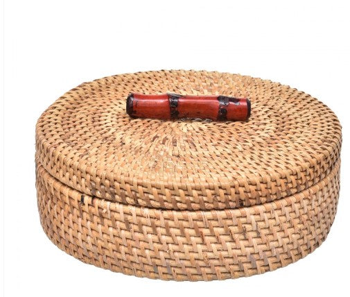 Caixa Ratan Flat Bambu Vermelho