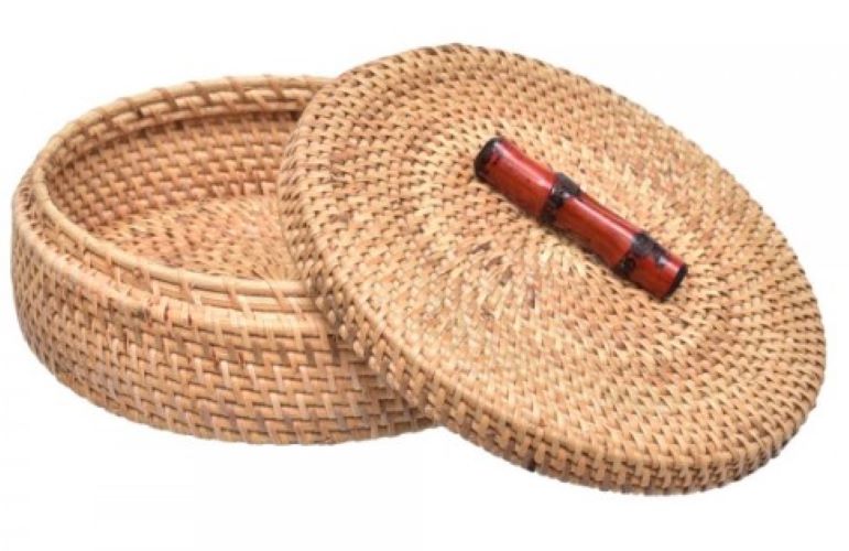 Caixa Ratan Flat Bambu Vermelho