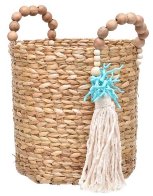 Cesto Taboa Coral Tassel Turquesa