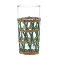 CJ DE 6 COPOS EM VIDRO E RATTAN 7,5cm X 6cm X 15,5cm