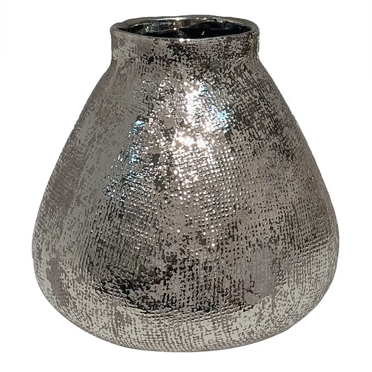 VASO DE CERAMICA PRATA 18,5cm X 18,5cm X 17cm - AQUI VC DECORA