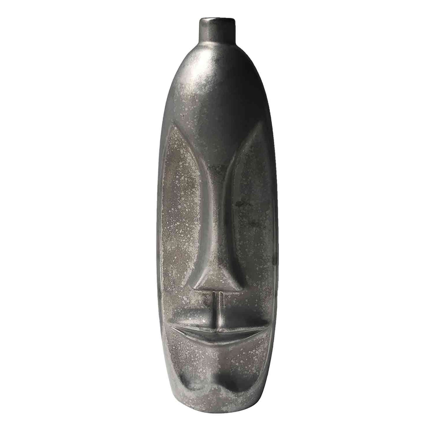VASO DE CERÂMICA FACE M PRATA - AQUI VC DECORA