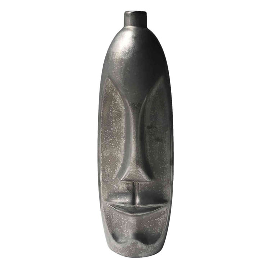 VASO DE CERÂMICA FACE M PRATA - AQUI VC DECORA