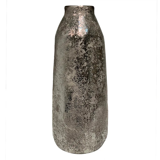 VASO DE CERAMICA PRATA 13X13X 26,5CM - AQUI VC DECORA