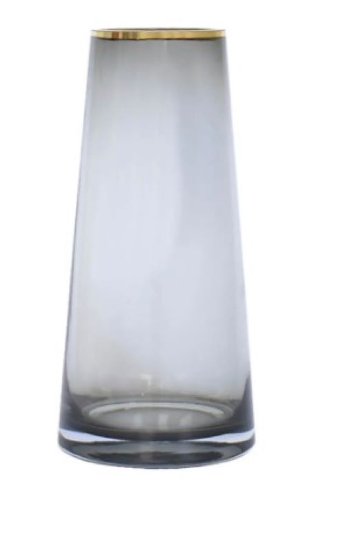 VASO CINZA E DOURADO ZIMBRI G 25 CM