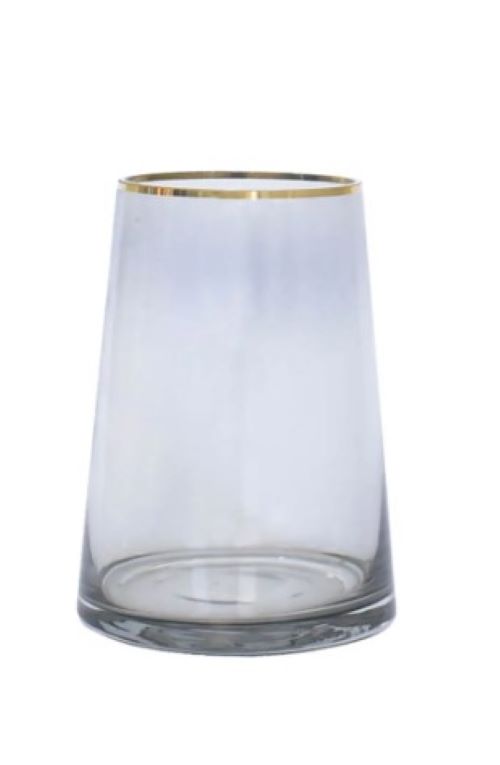 VASO CINZA E DOURADO ZIMBRI P 20 CM